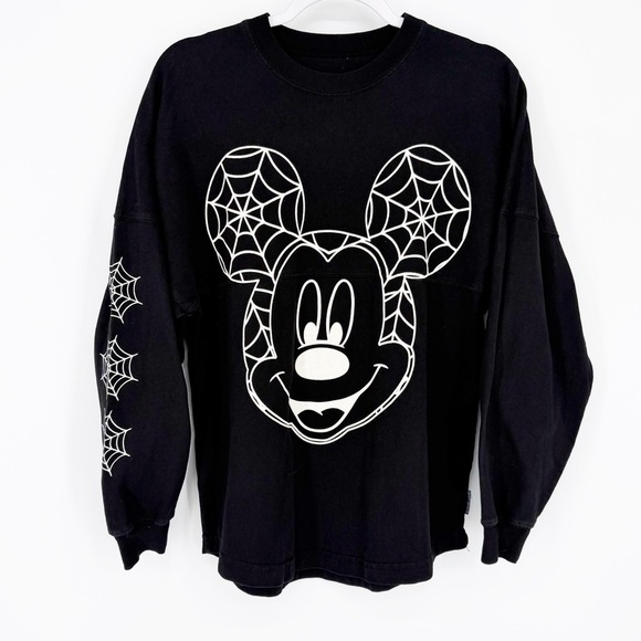Disney Tops - Disney Glow In The Dark Mickey Mouse Web Boo Black Spirit Jersey Size XS